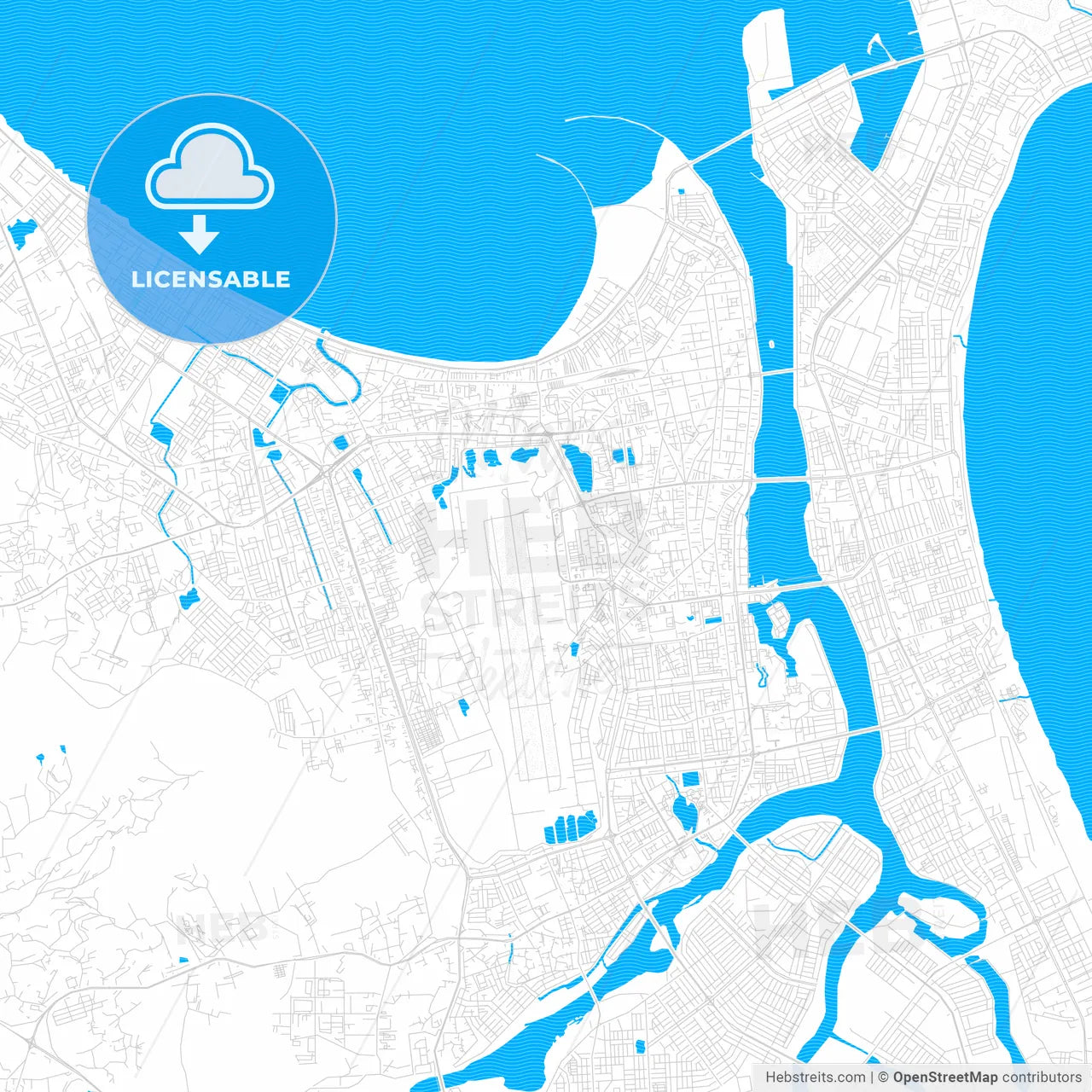 Da Nang, Vietnam PDF vector map with water in focus