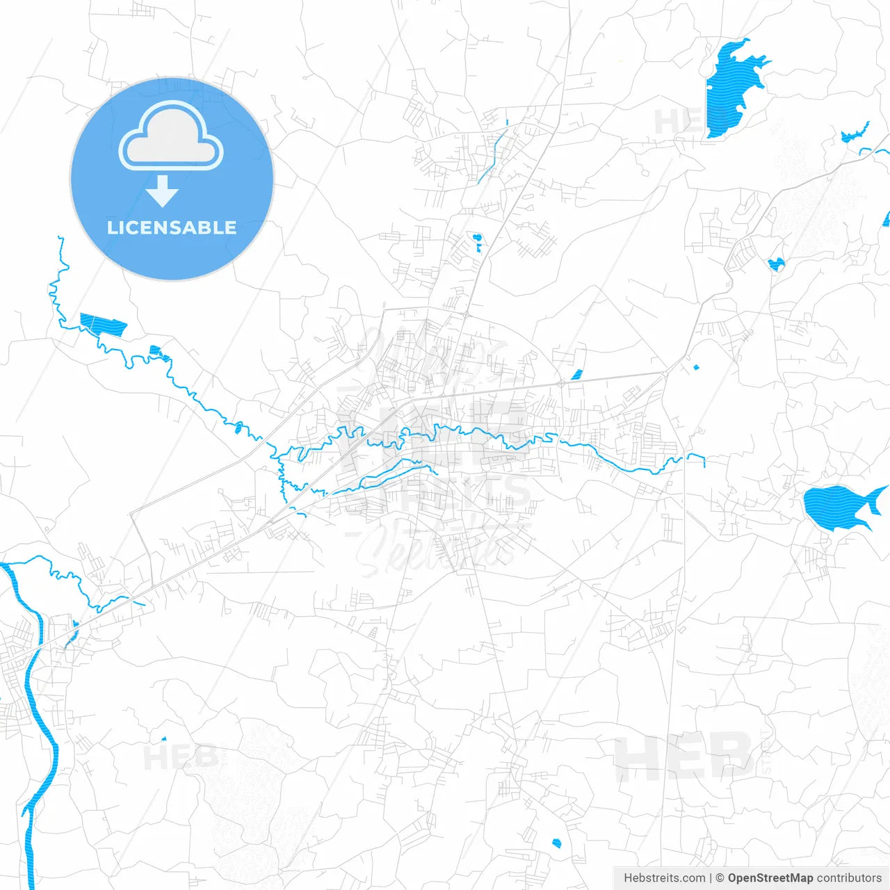 Mae Sot, Thailand PDF vector map with water in focus