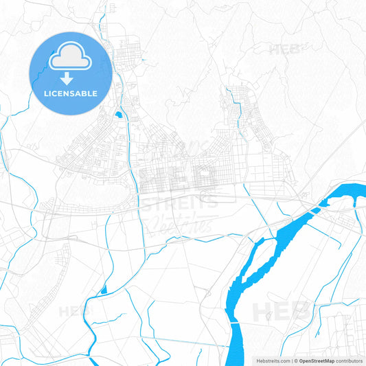 Gimhae, South Korea PDF vector map with water in focus