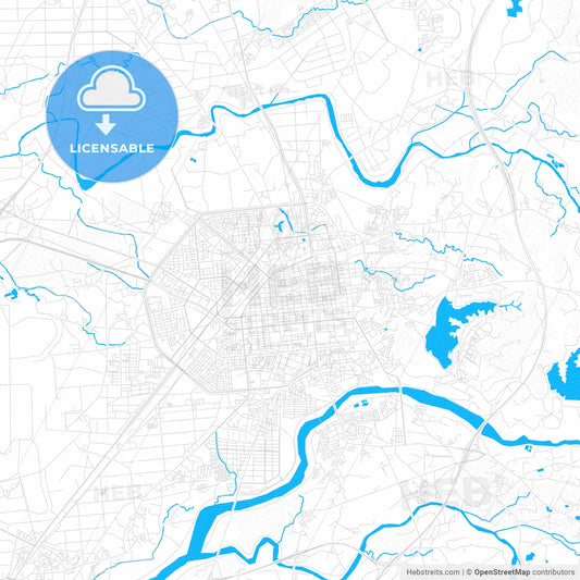 Chiayi, Taiwan PDF vector map with water in focus