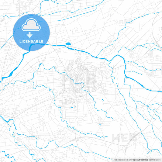 Douliu, Taiwan PDF vector map with water in focus