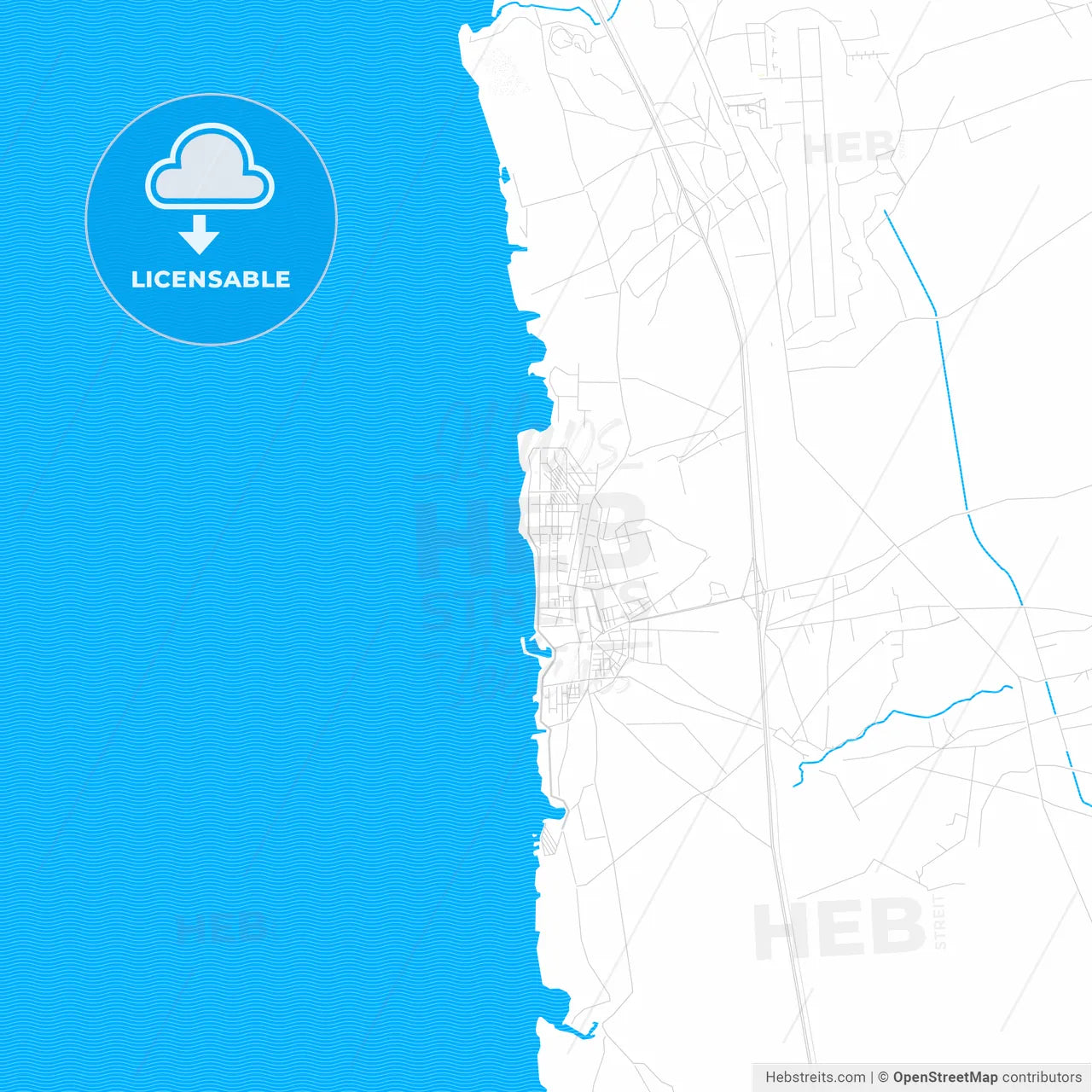 Jableh, Syria PDF vector map with water in focus