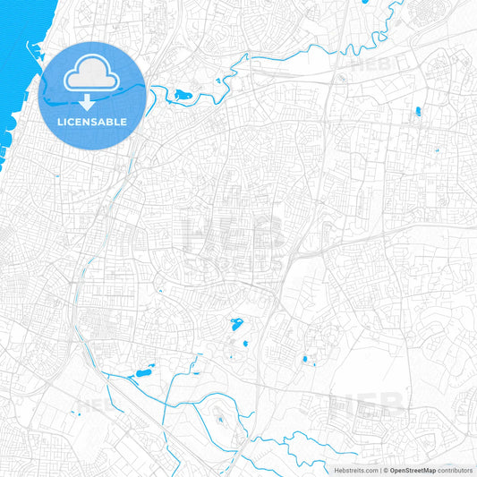 Ramat Gan, Israel PDF vector map with water in focus