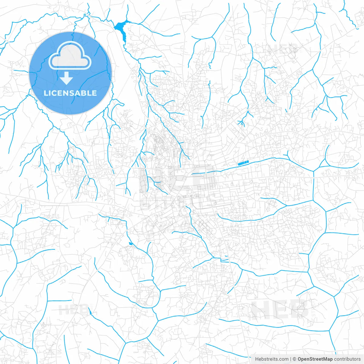 Gulu, Uganda PDF vector map with water in focus