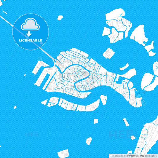 Venice, Italy PDF vector map with water in focus