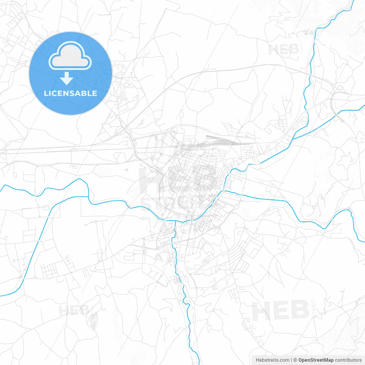 Terni, Italy PDF vector map with water in focus