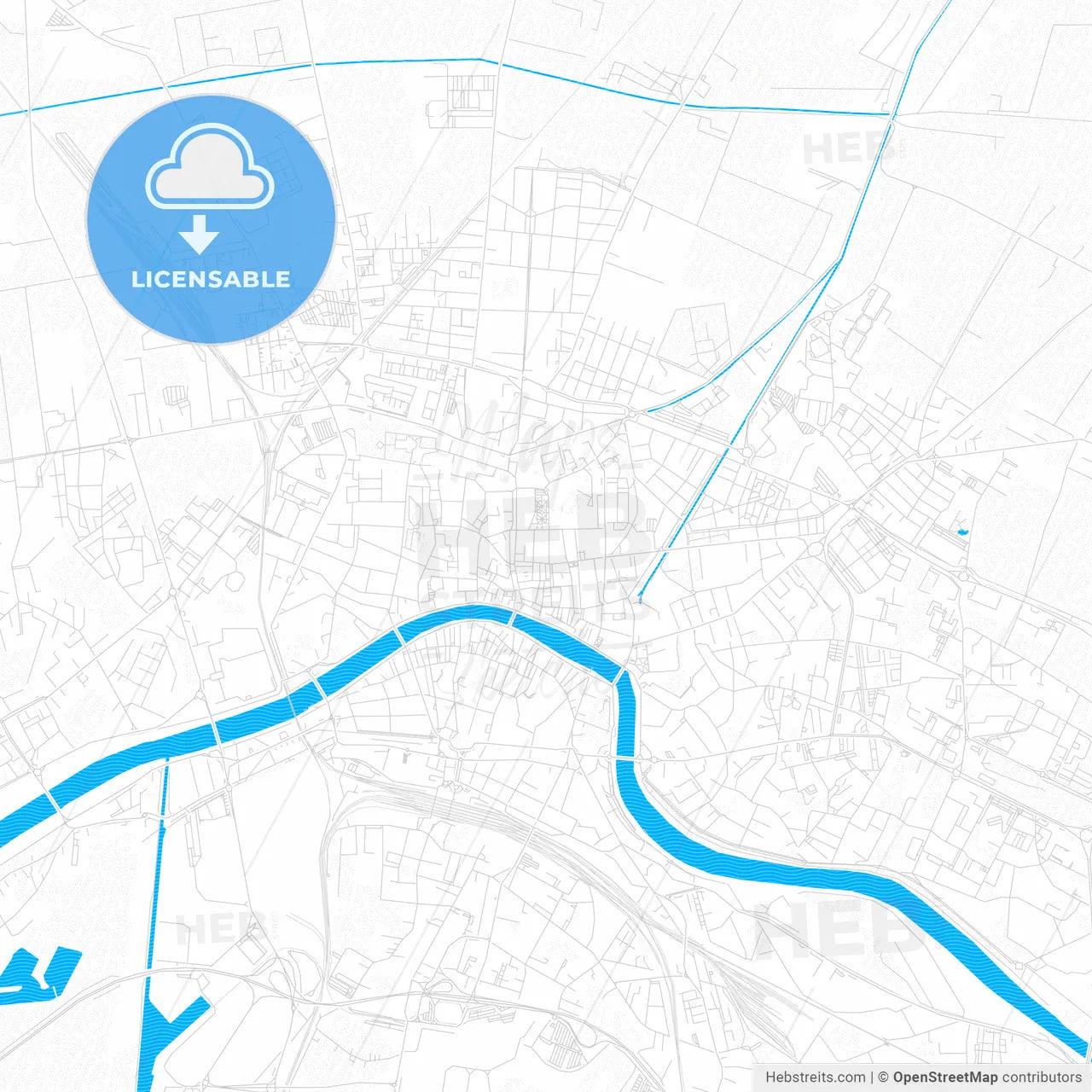 Pisa, Italy PDF vector map with water in focus