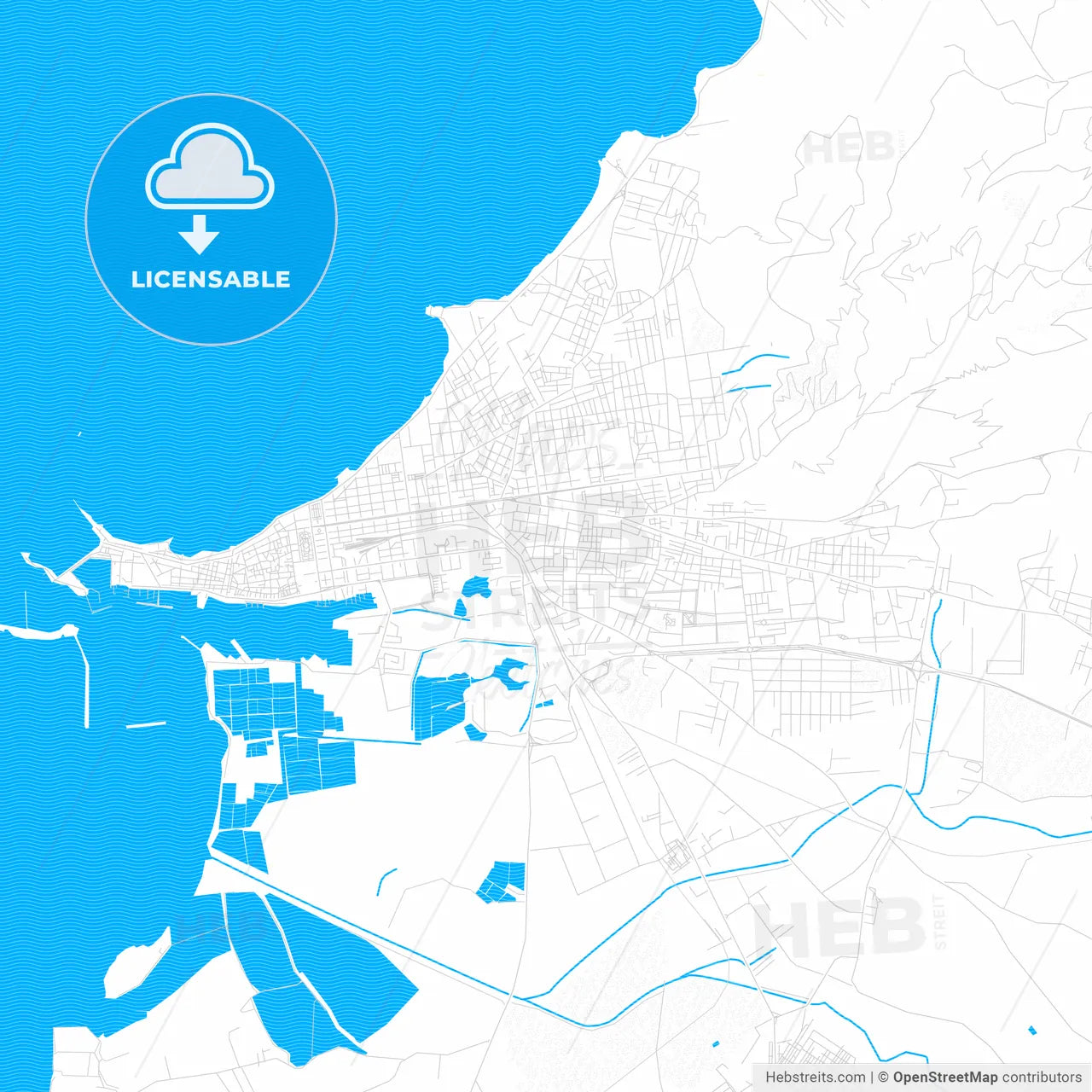 Trapani, Italy PDF vector map with water in focus