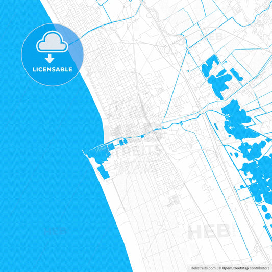 Viareggio, Italy PDF vector map with water in focus