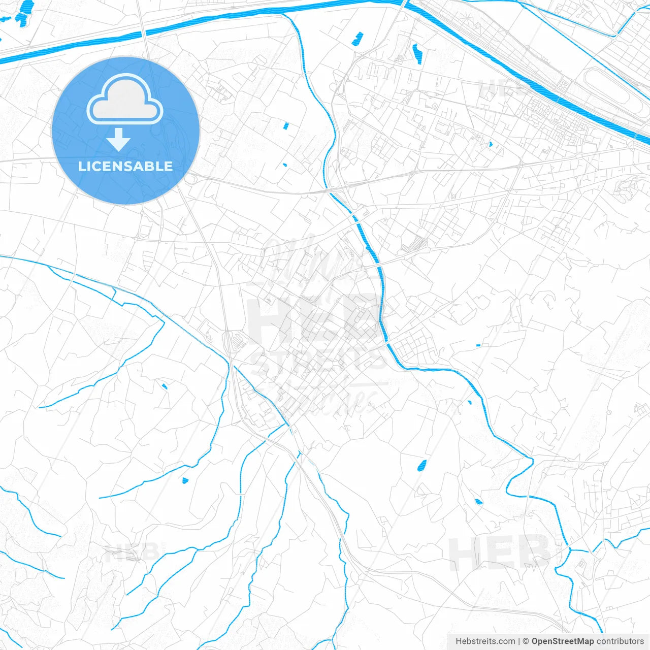 Scandicci, Italy PDF vector map with water in focus