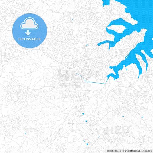 Qormi, Malta PDF vector map with water in focus