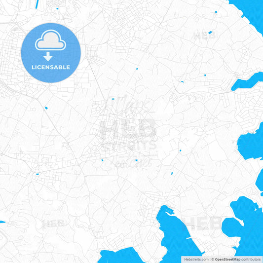 Żejtun, Malta PDF vector map with water in focus