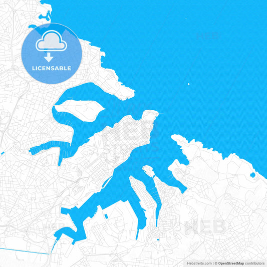 Valletta, Malta PDF vector map with water in focus