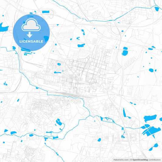 Bytom, Poland PDF vector map with water in focus