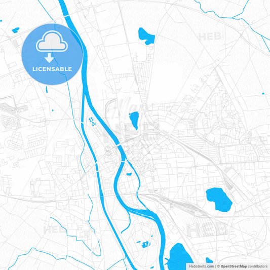 Opole, Poland PDF vector map with water in focus