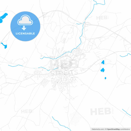 Elvas, Portugal PDF vector map with water in focus
