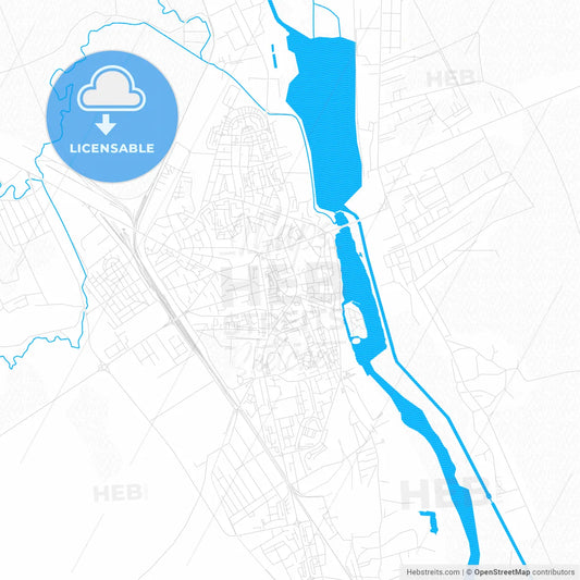 Bacău, Romania PDF vector map with water in focus