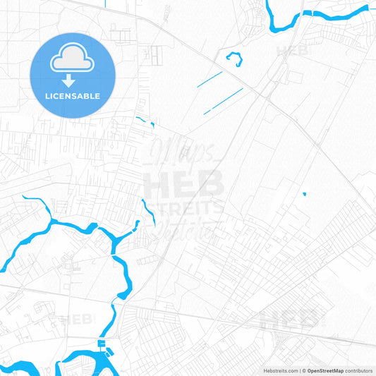 Voluntari, Romania PDF vector map with water in focus