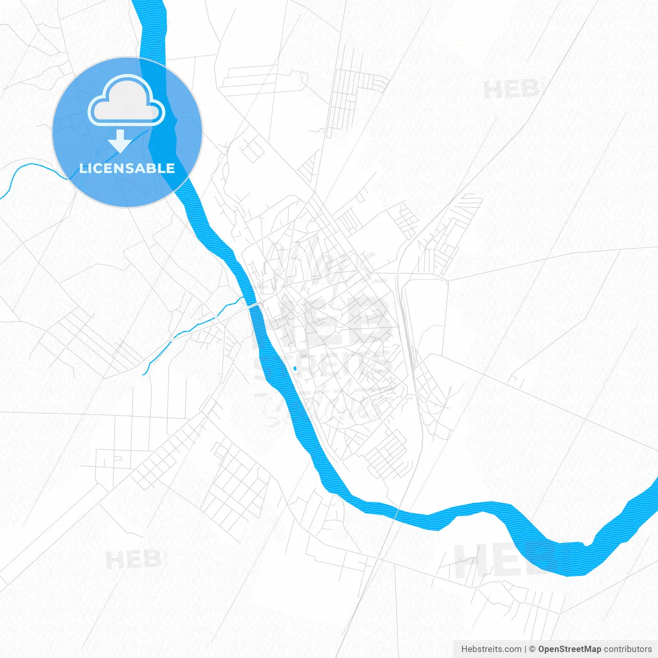 Râmnicu Sărat, Romania PDF vector map with water in focus