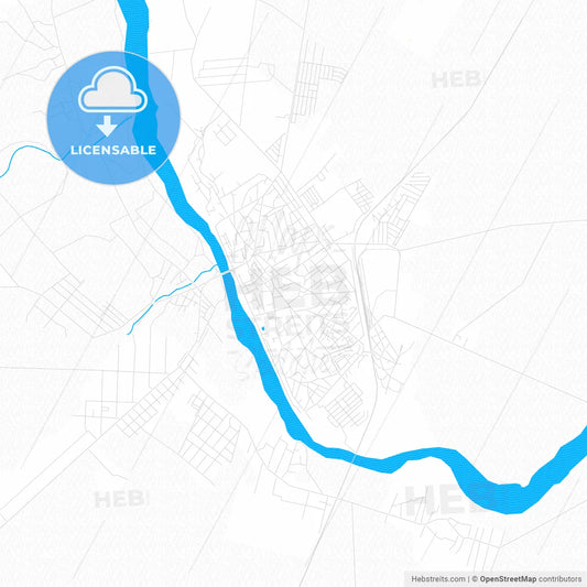 Râmnicu Sărat, Romania PDF vector map with water in focus