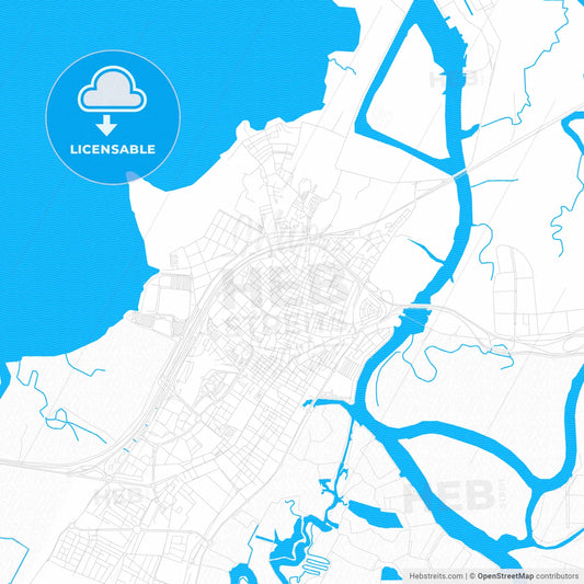 San Fernando, Spain PDF vector map with water in focus