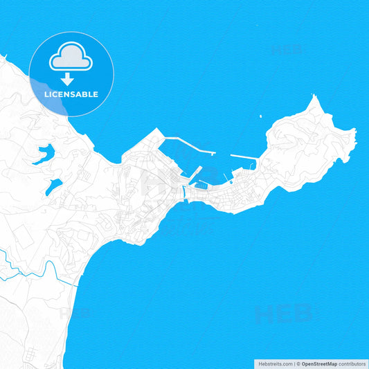 Ceuta, Spain PDF vector map with water in focus