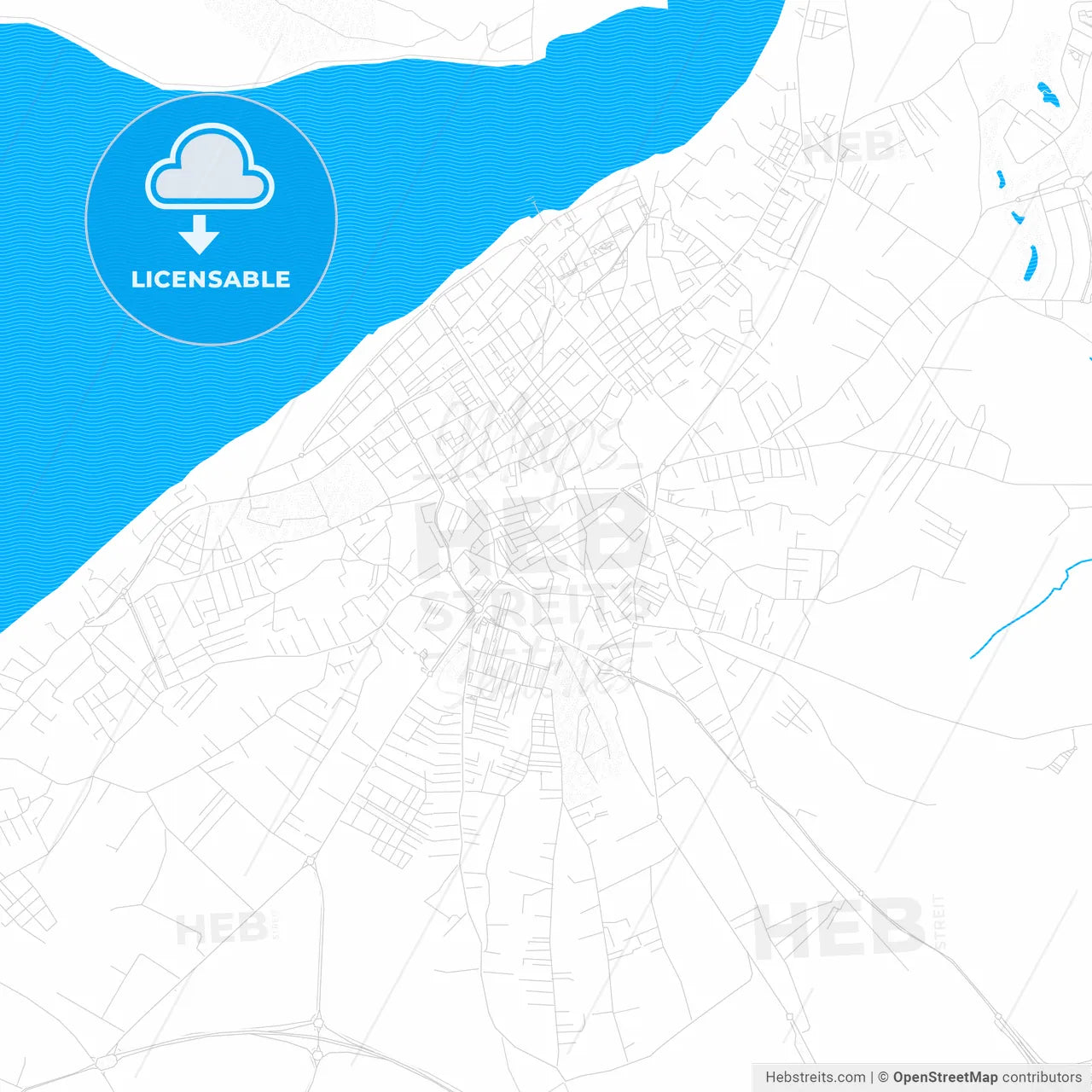 Sanlúcar de Barrameda, Spain PDF vector map with water in focus
