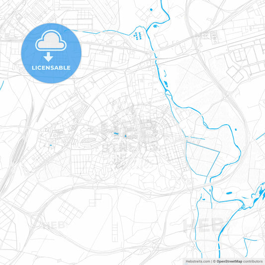 San Fernando de Henares, Spain PDF vector map with water in focus