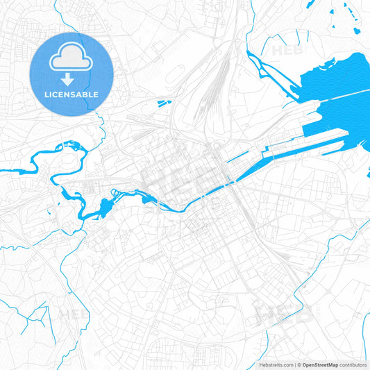 Gävle, Sweden PDF vector map with water in focus