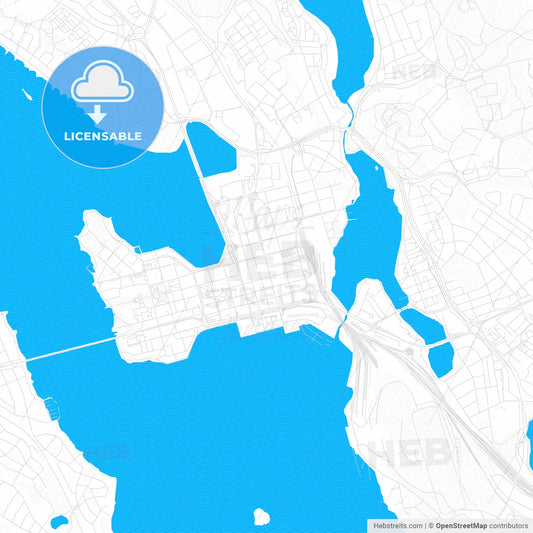 Luleå, Sweden PDF vector map with water in focus