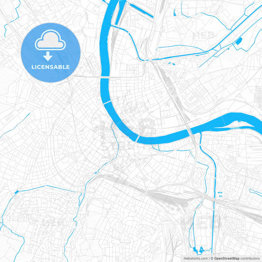 Basel, Switzerland PDF vector map with water in focus