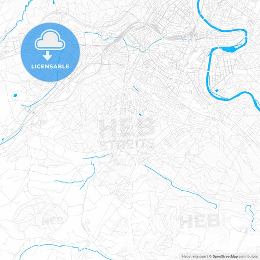 Köniz, Switzerland PDF vector map with water in focus