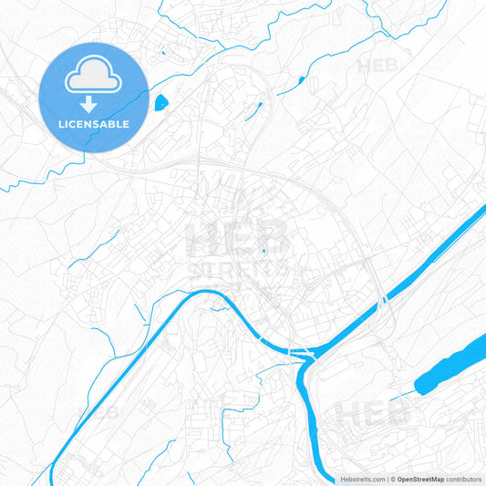 Emmen, Switzerland PDF vector map with water in focus