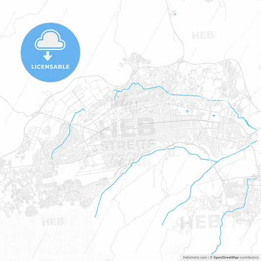 Barquisimeto, Venezuela PDF vector map with water in focus