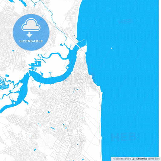 Natal, Brazil PDF vector map with water in focus