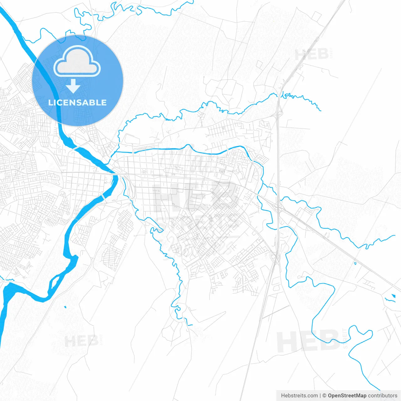 Osorno, Chile PDF vector map with water in focus