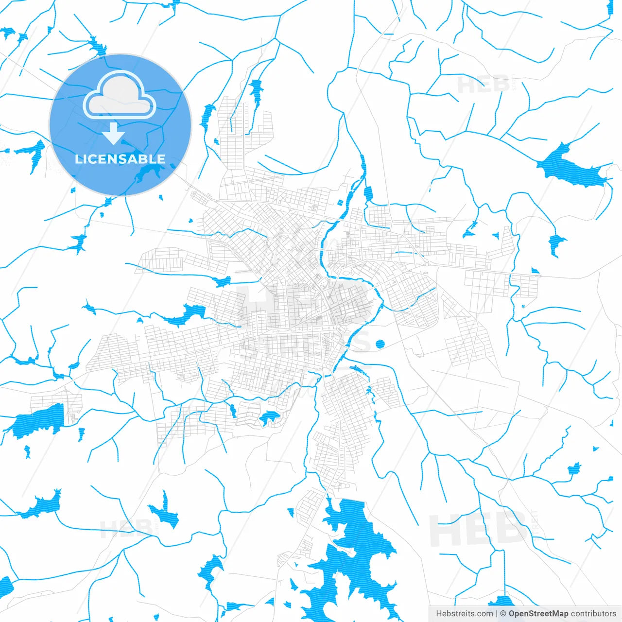 Patos, Brazil PDF vector map with water in focus