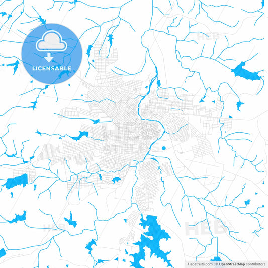 Patos, Brazil PDF vector map with water in focus