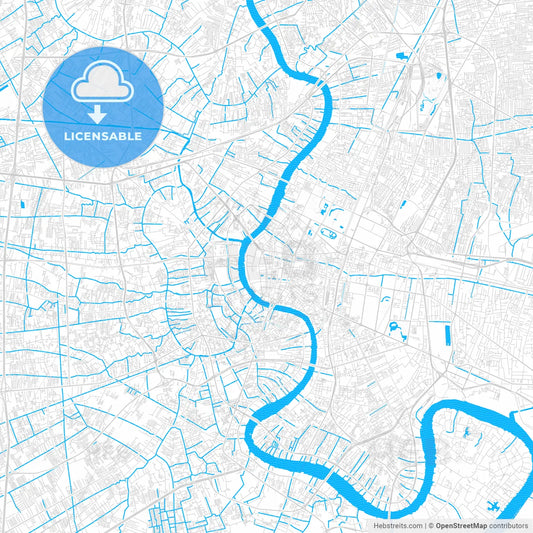 Bangkok, Thailand PDF vector map with water in focus