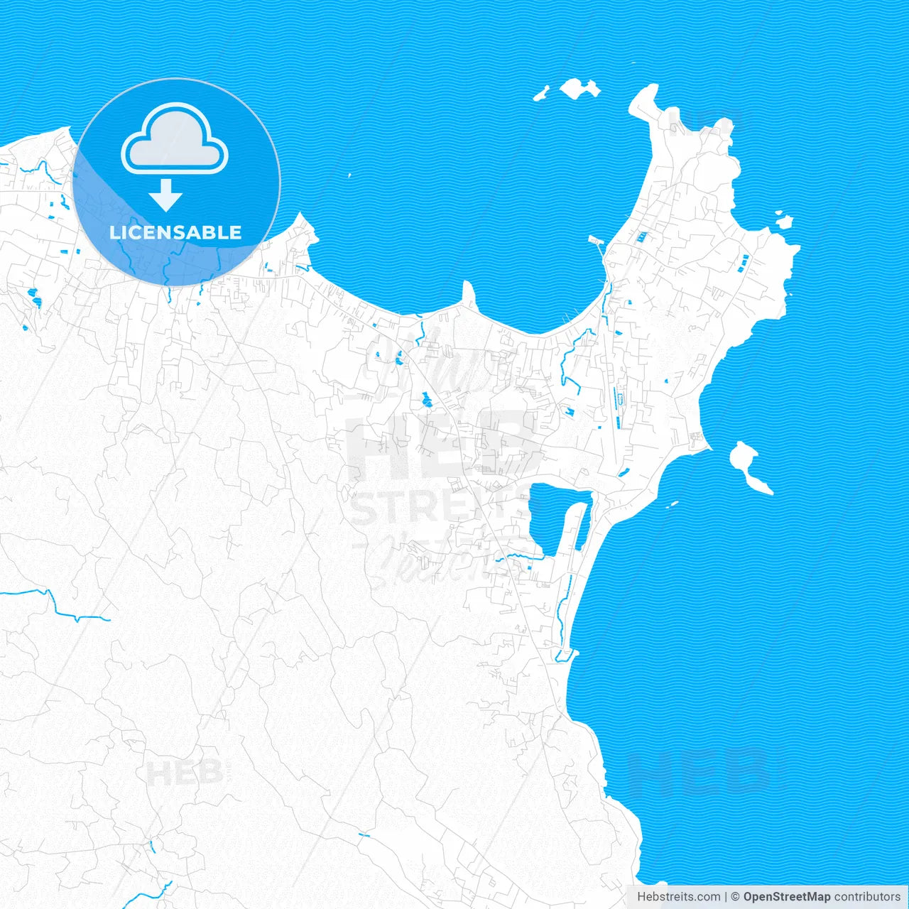 Ko Samui, Thailand PDF vector map with water in focus