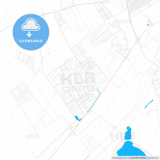 Dhahran, Saudi Arabia PDF vector map with water in focus