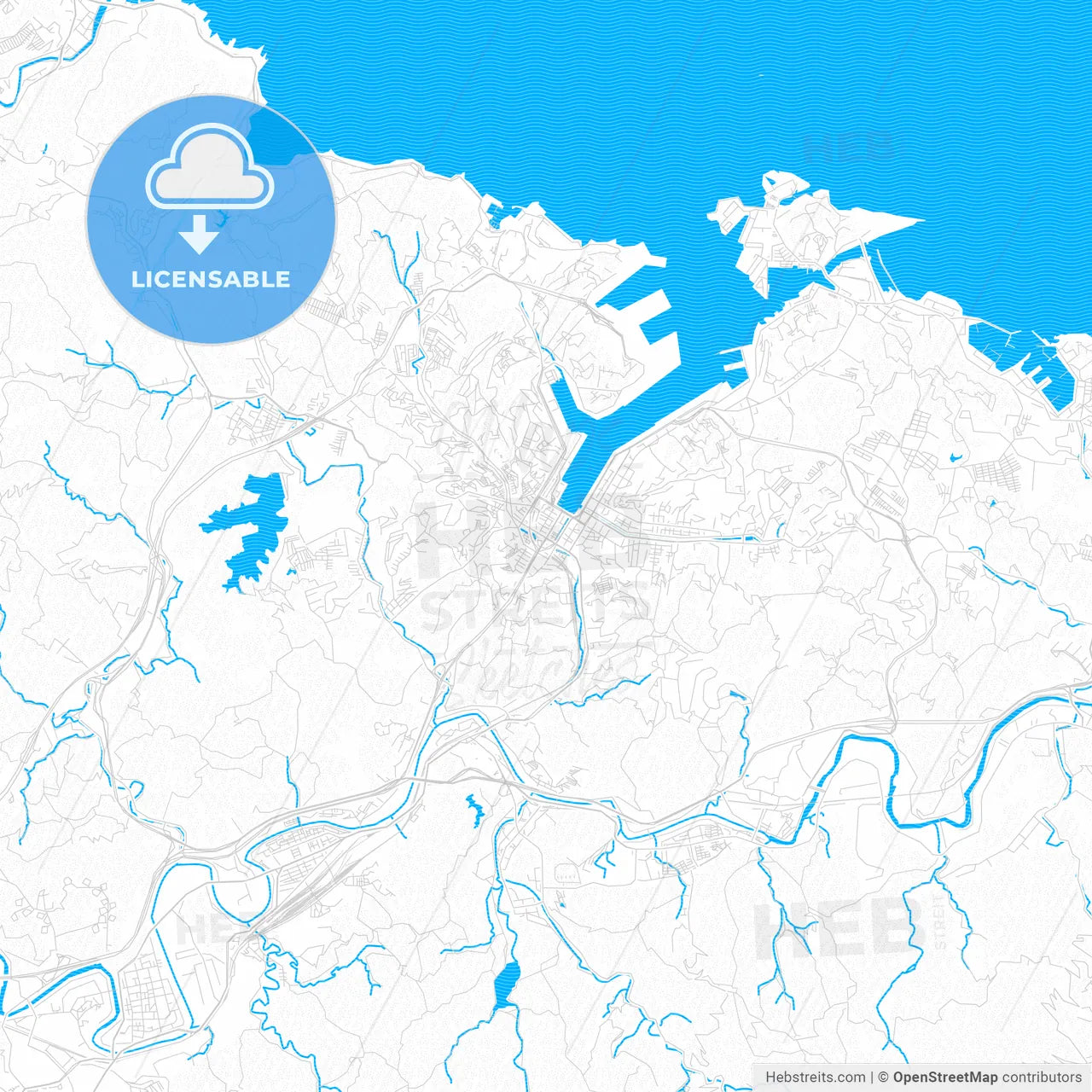 Keelung, Taiwan PDF vector map with water in focus