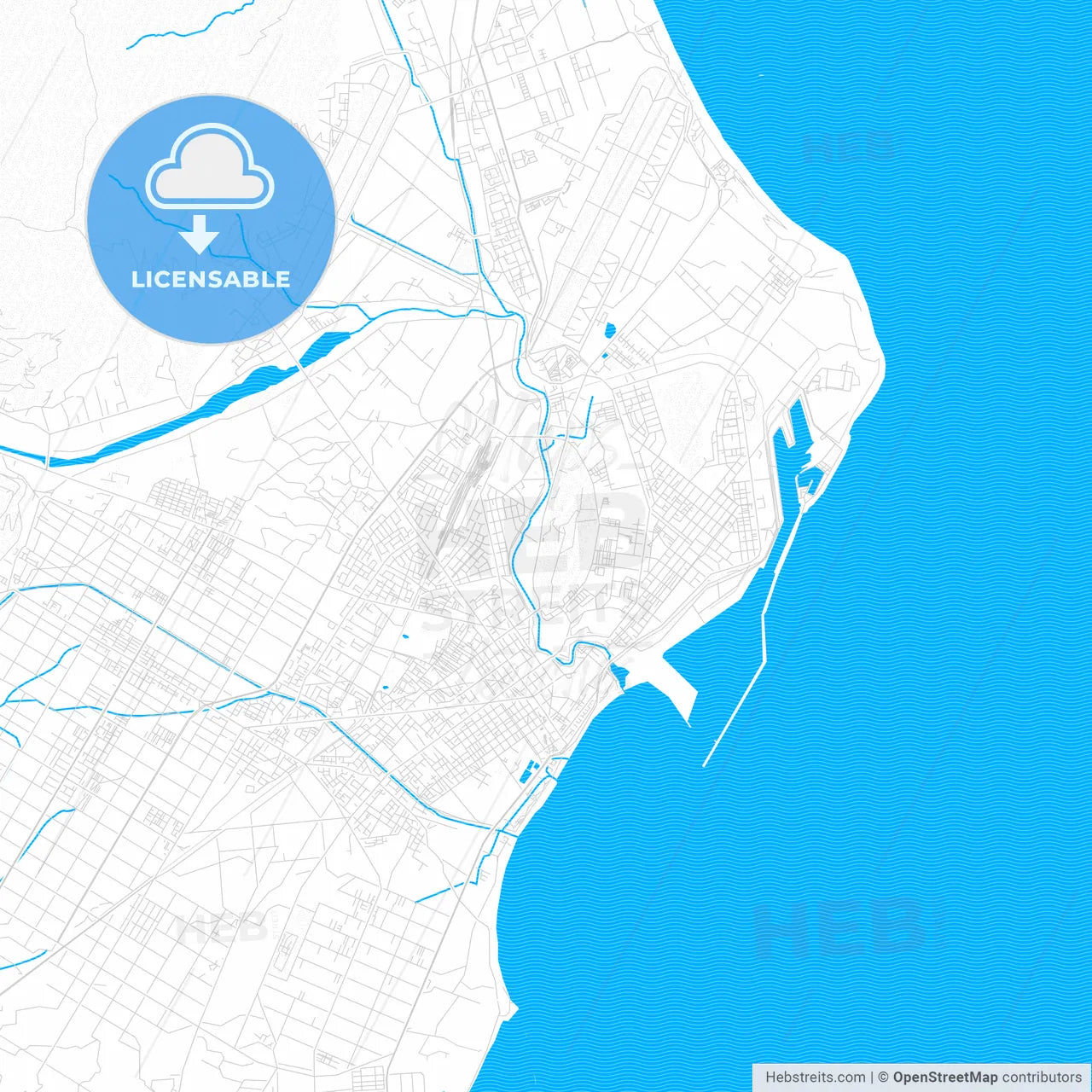 Hualien, Taiwan PDF vector map with water in focus