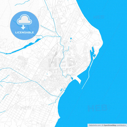 Hualien, Taiwan PDF vector map with water in focus