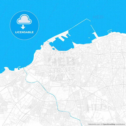 Tripoli, Libya PDF vector map with water in focus