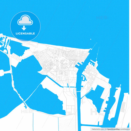 Port Said, Egypt PDF vector map with water in focus