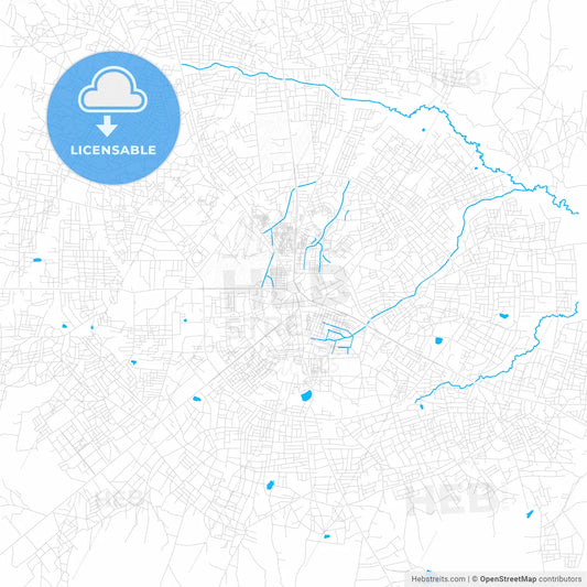 Tamale, Ghana PDF vector map with water in focus