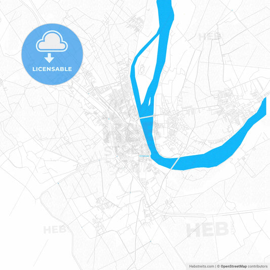Sohag, Egypt PDF vector map with water in focus