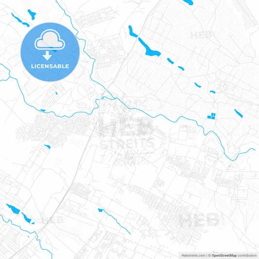Thika, Kenya PDF vector map with water in focus