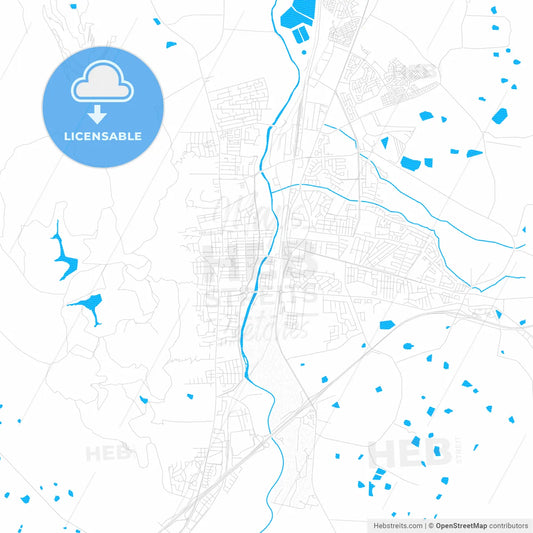 Paarl, South Africa PDF vector map with water in focus